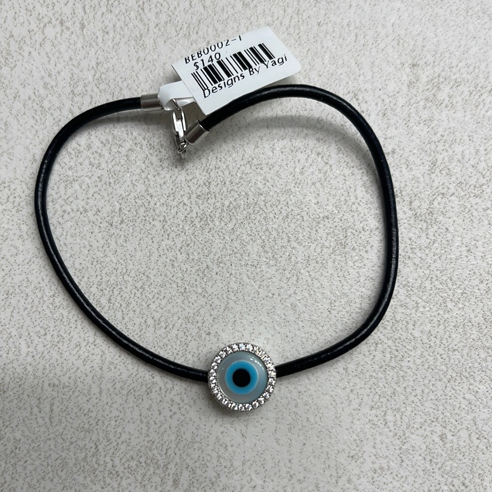 NWT Evil Eye Crystal Rubber Bracelet with Clasp